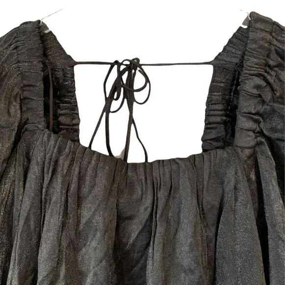 Free People Mini Party Dress Medium Shiny Charcoal - Picture 6 of 7